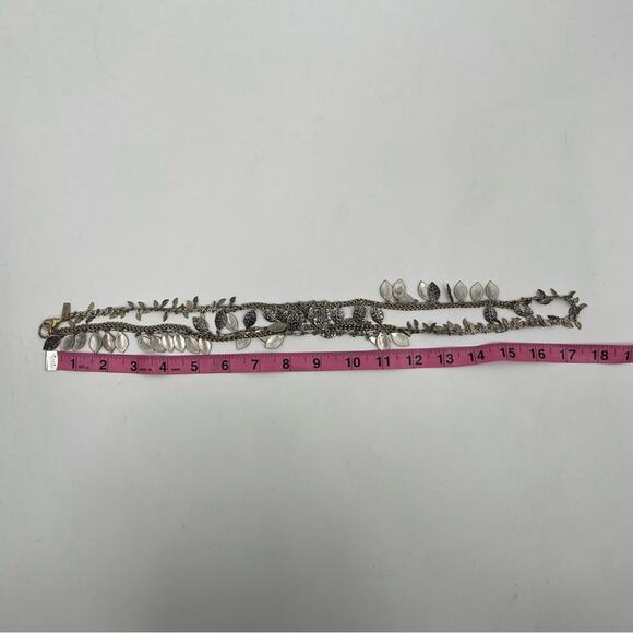 JESSICA SIMPSON Necklace Leaf Feather Boho Mixed Media Gold Silver Long Jewelry - Picture 5 of 10